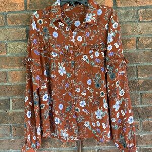 Timing western floral blouse